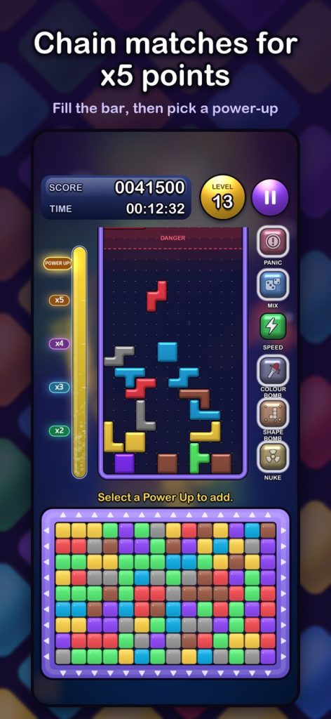 The multiplier bar full at x5, ready for a power-up